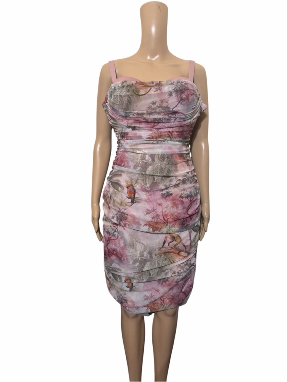 NWT ta3 floral sweetie mesh column corset lace up dress soft tropical xl - Picture 7 of 7